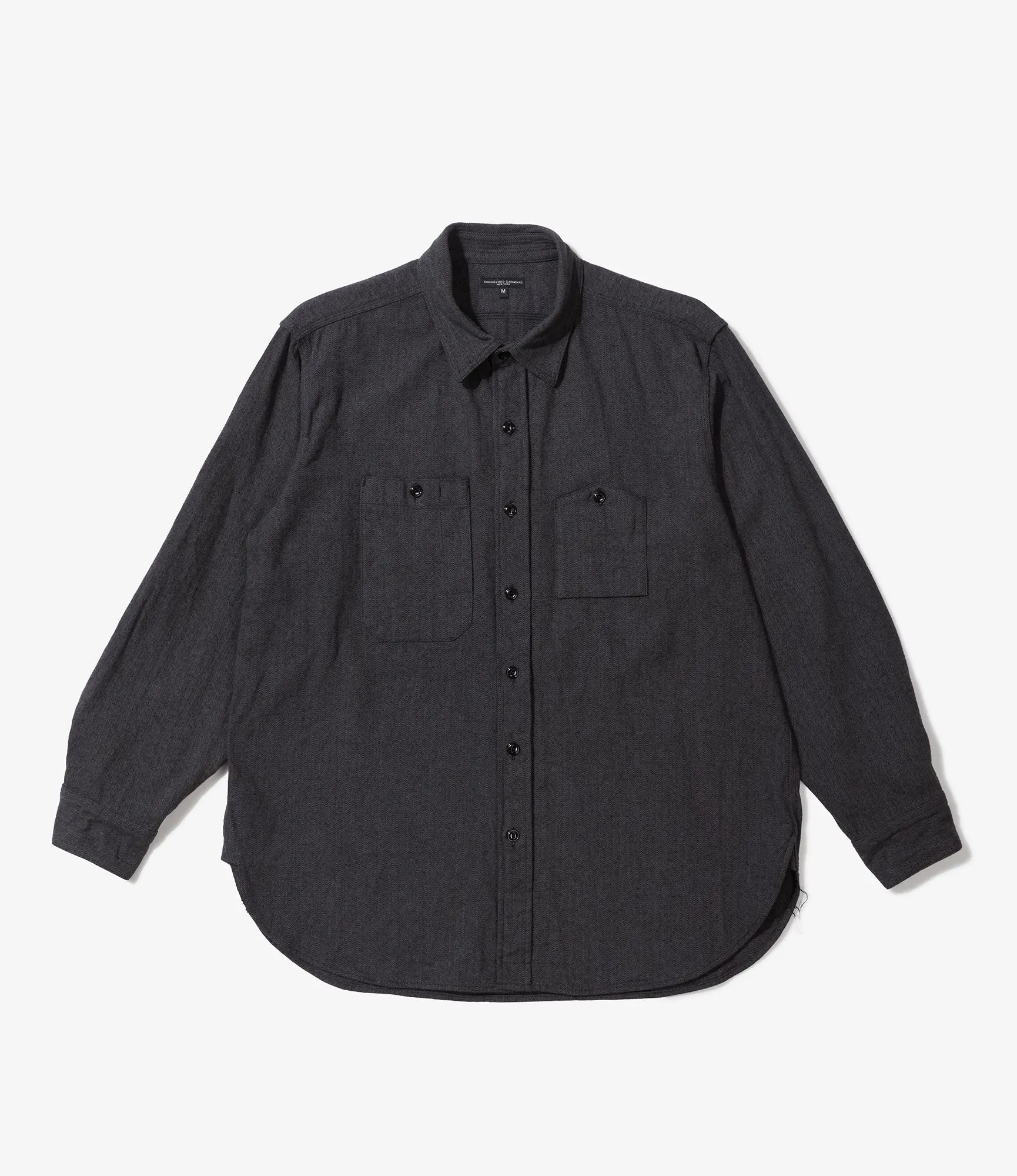 Engineered Garments Work Shirt - Dk Grey Cotton Herringbone Flannel