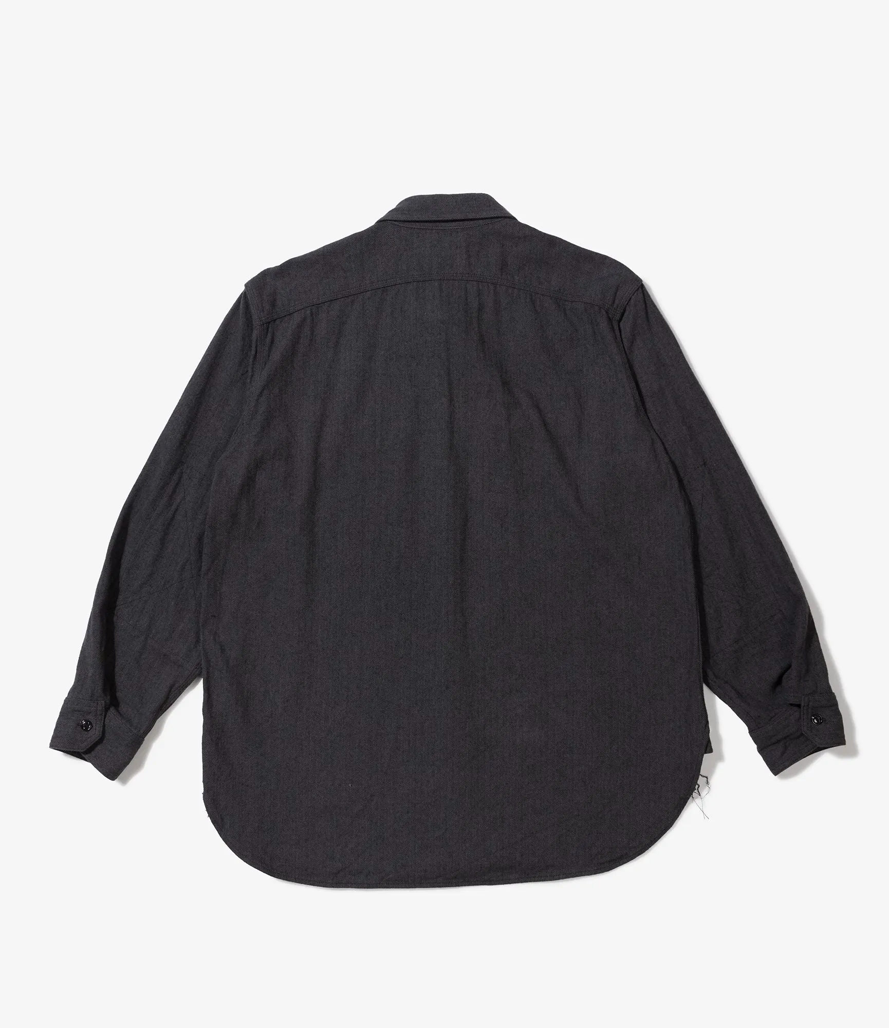 Engineered Garments Work Shirt - Dk Grey Cotton Herringbone Flannel