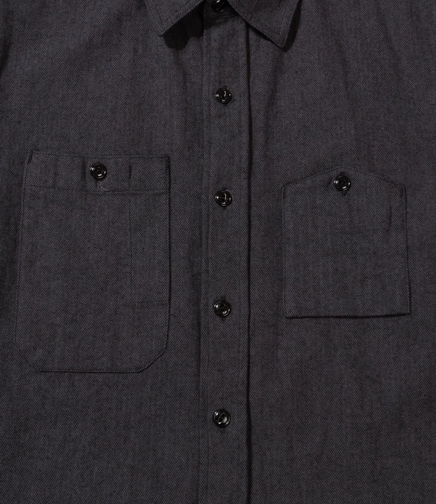 Engineered Garments Work Shirt - Dk Grey Cotton Herringbone Flannel