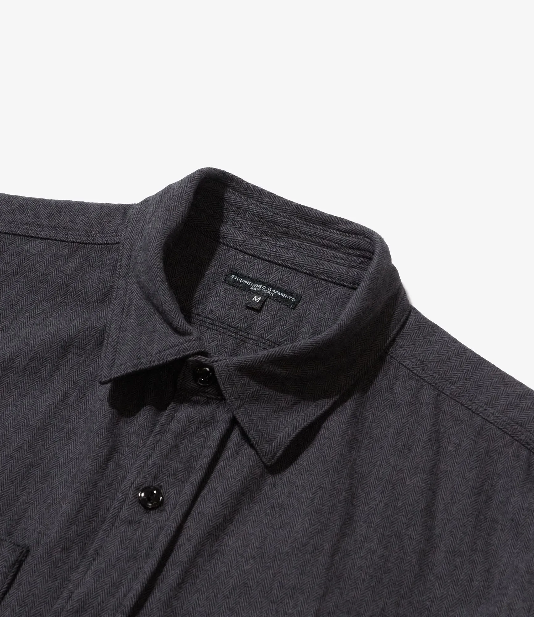 Engineered Garments Work Shirt - Dk Grey Cotton Herringbone Flannel