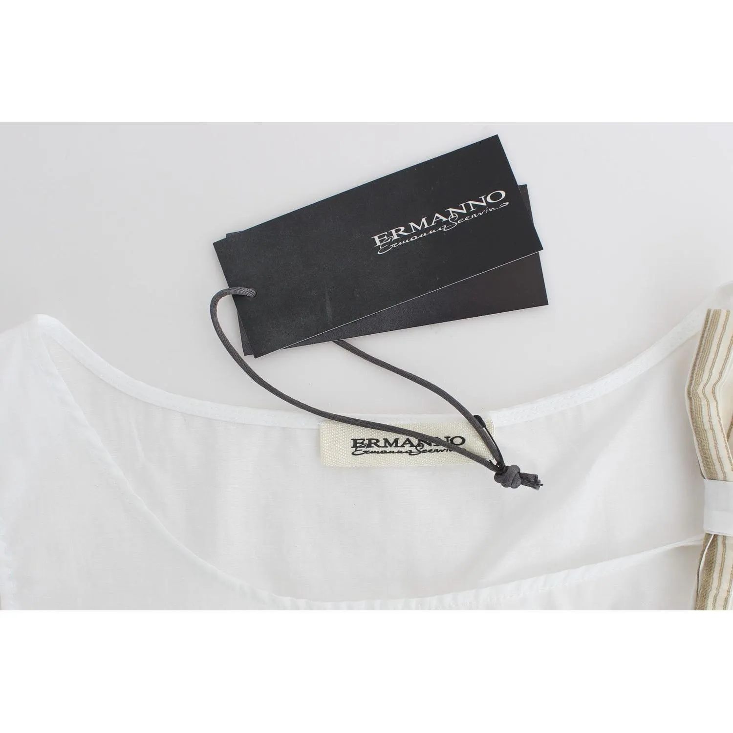 Ermanno Scervino Elegant White Bow-Detailed Sleeveless Top