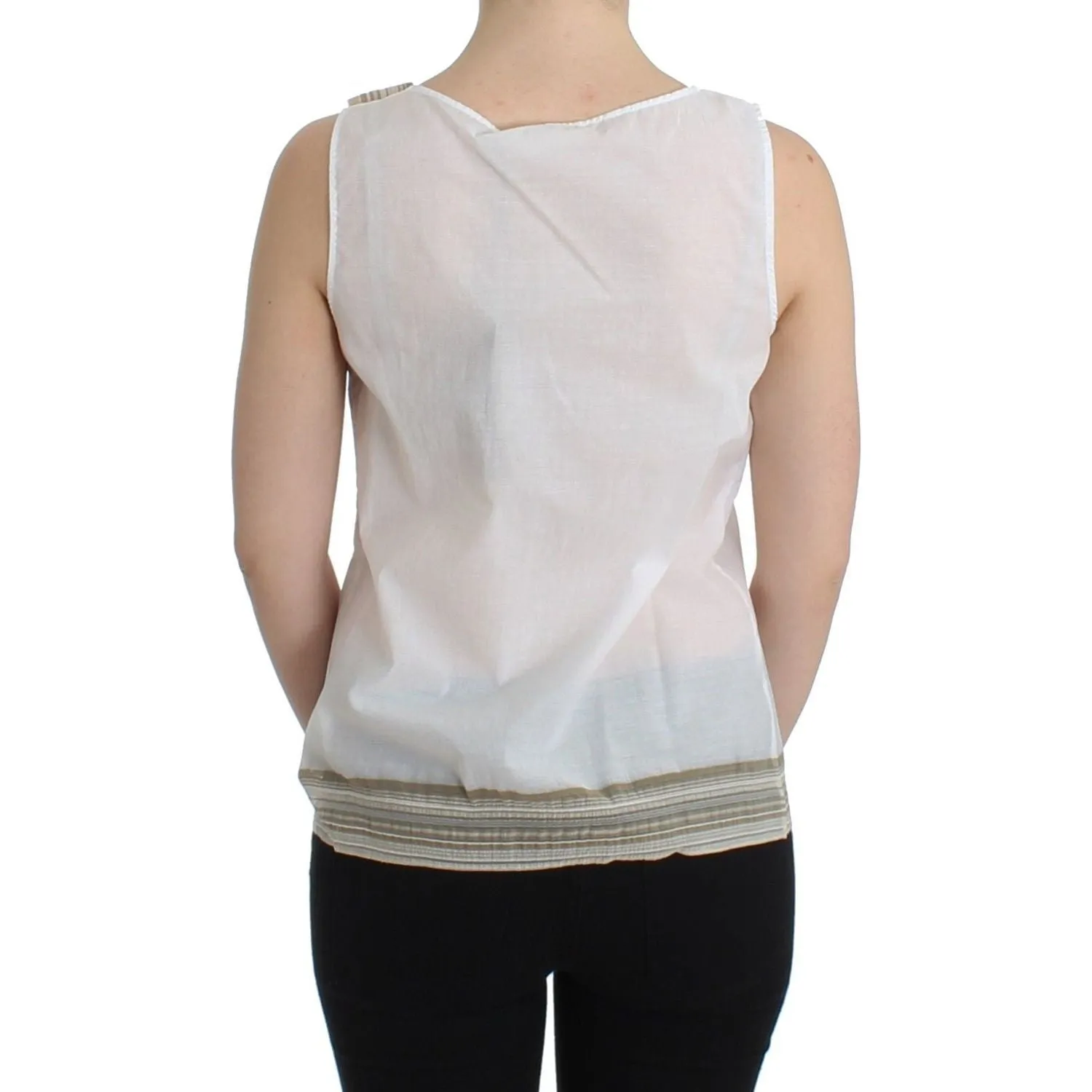 Ermanno Scervino Elegant White Bow-Detailed Sleeveless Top