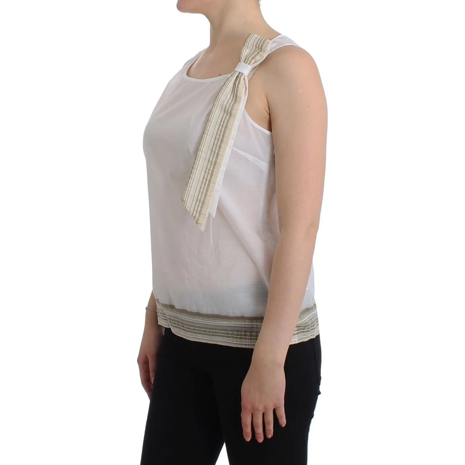 Ermanno Scervino Elegant White Bow-Detailed Sleeveless Top
