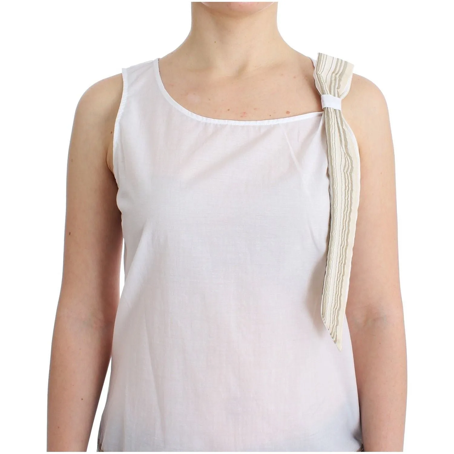 Ermanno Scervino Elegant White Bow-Detailed Sleeveless Top