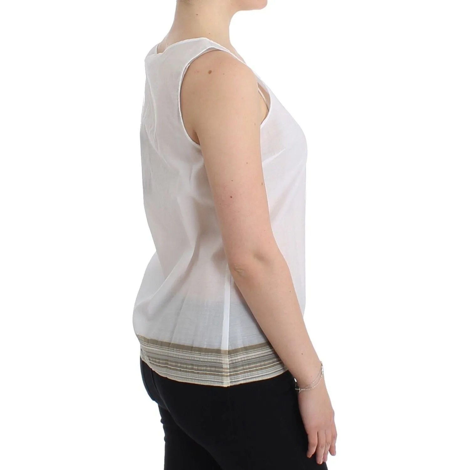 Ermanno Scervino Elegant White Bow-Detailed Sleeveless Top