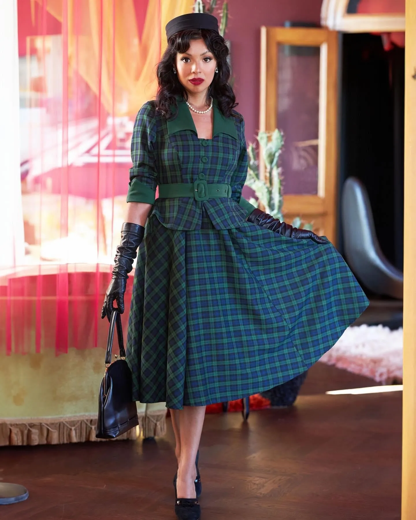 Esmee-Gia Tartan blazer-dress with hidden pockets by Miss Candyfloss