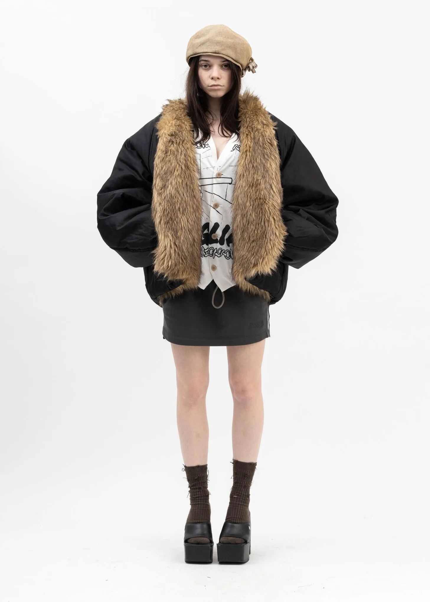 Faux Fur Collar Cotton Jacket