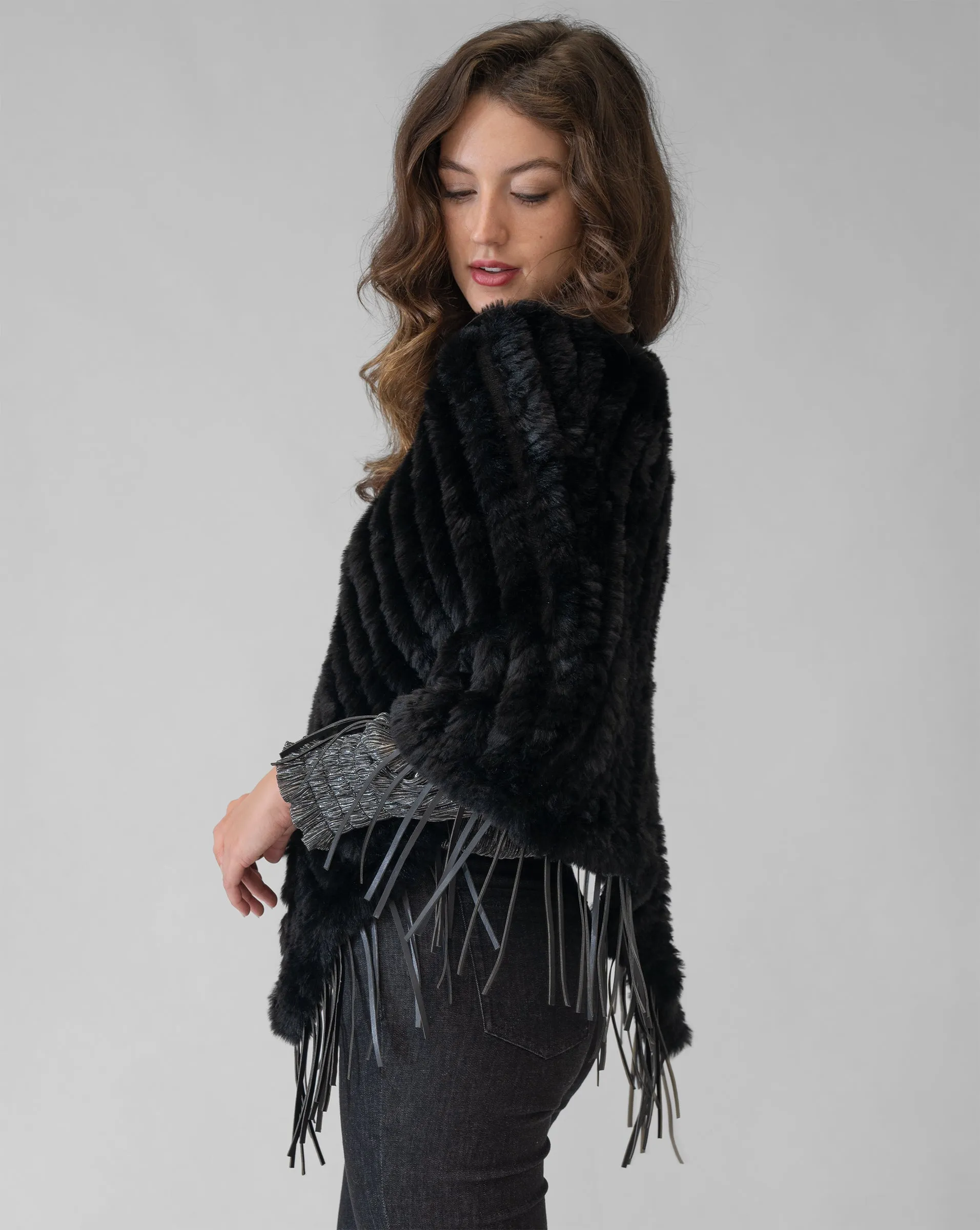 Faux Fur Fringe Poncho