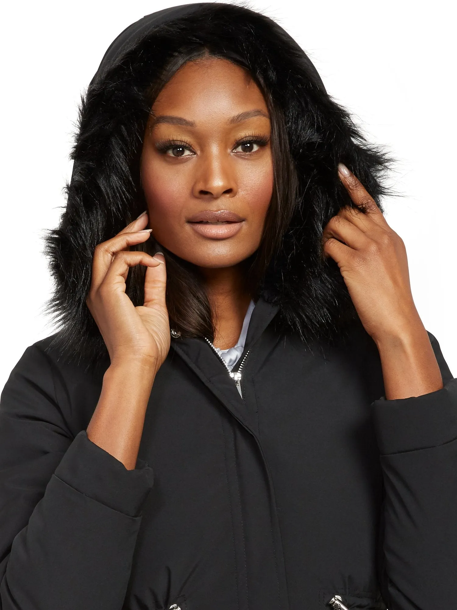 Faux-Fur Trim Hooded Anorak Jacket