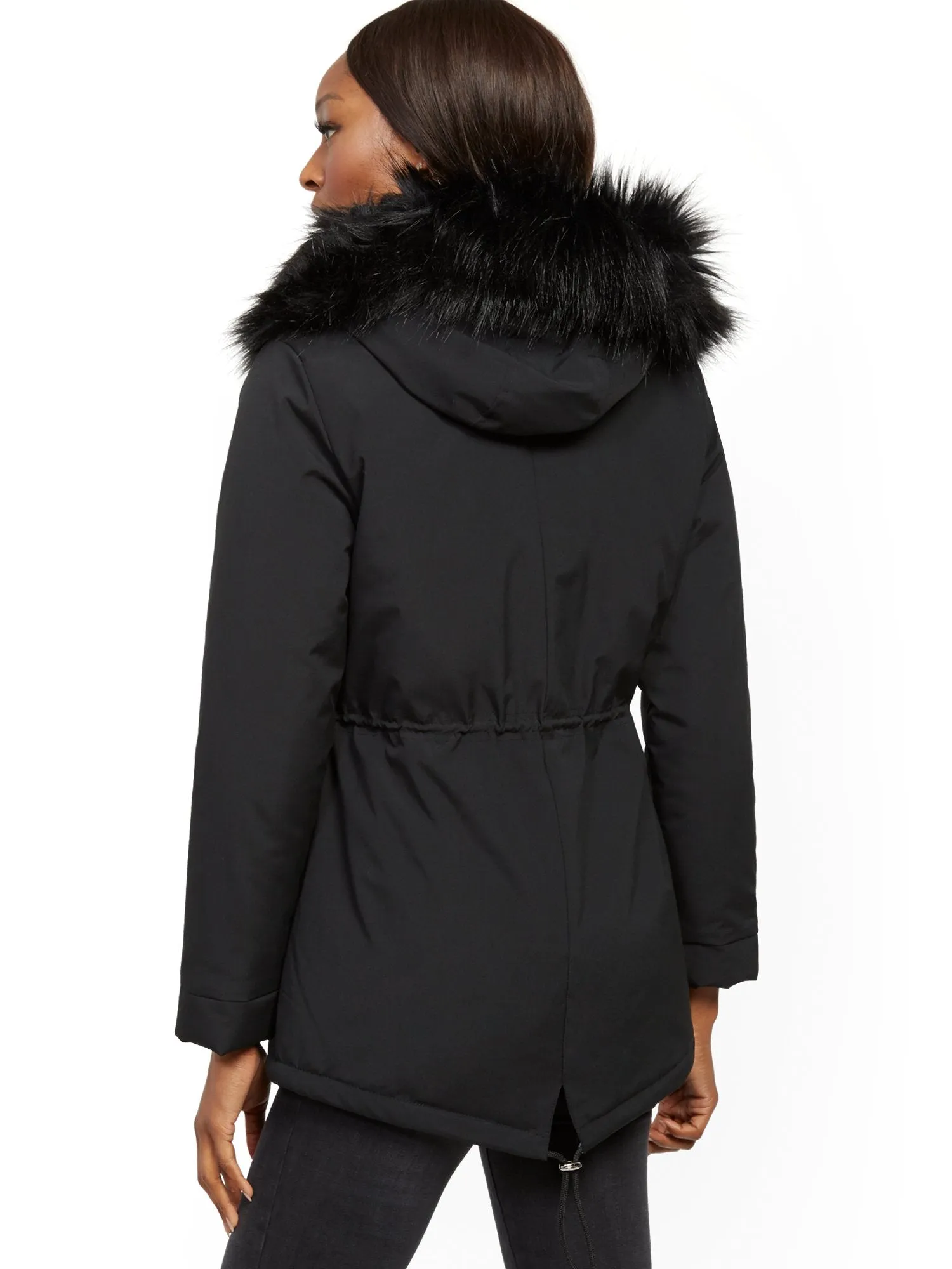 Faux-Fur Trim Hooded Anorak Jacket