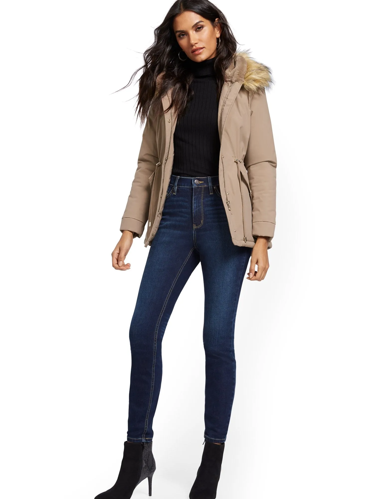 Faux-Fur Trim Hooded Anorak Jacket