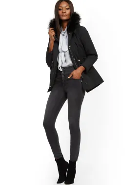 Faux-Fur Trim Hooded Anorak Jacket