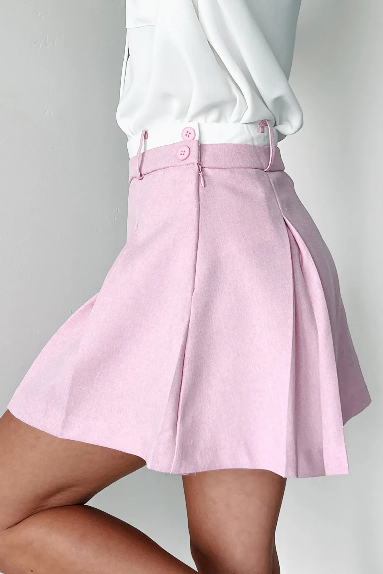 Flirtatious Fashion Pleated Layered Mini Skirt (Pink)