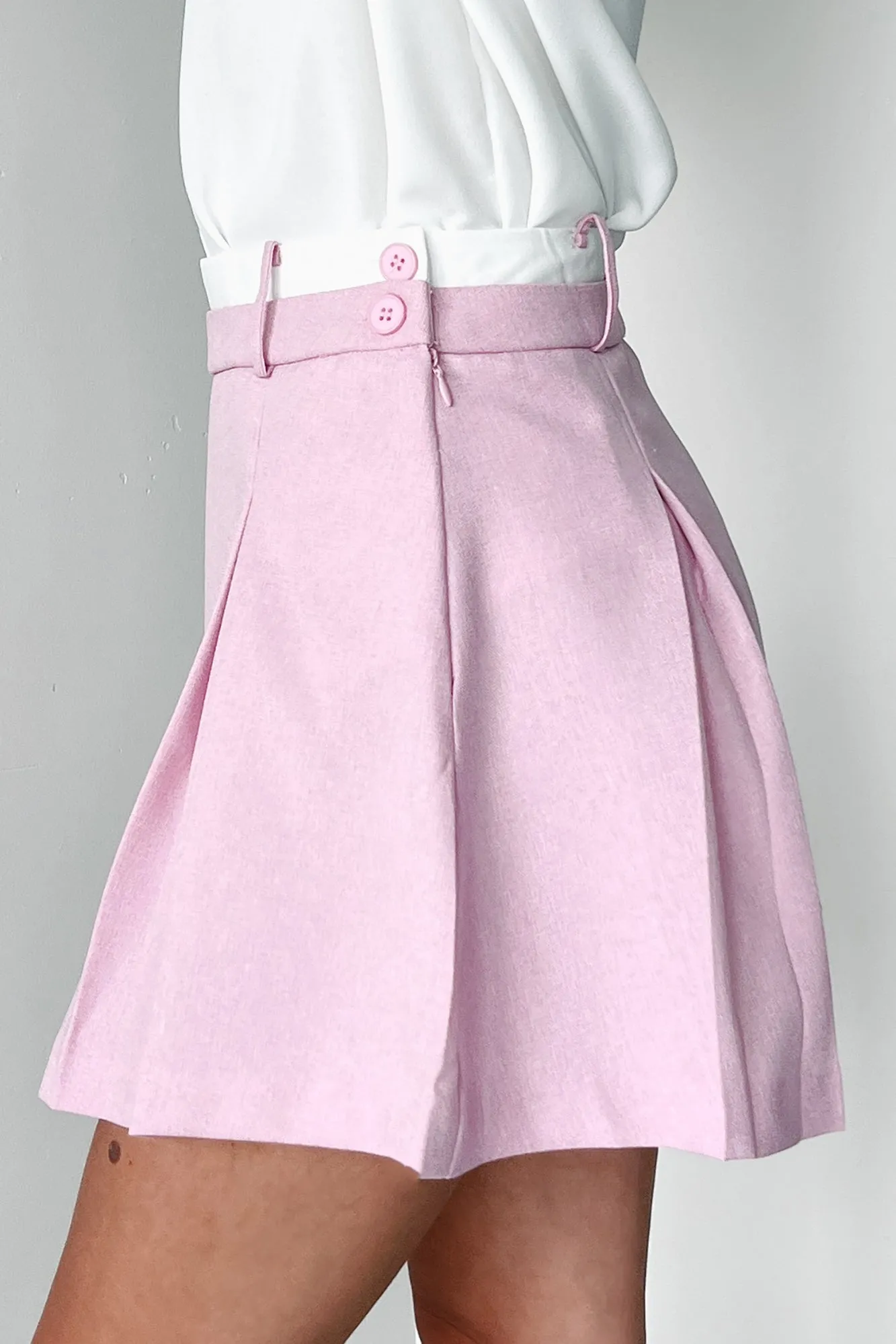 Flirtatious Fashion Pleated Layered Mini Skirt (Pink)
