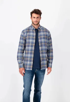 FYNCH HATTON Blue Checked Flannel Shirt