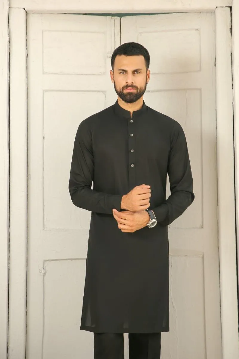 GEM GARMENTS - Azmat - Band Collar - Black - 2 Piece