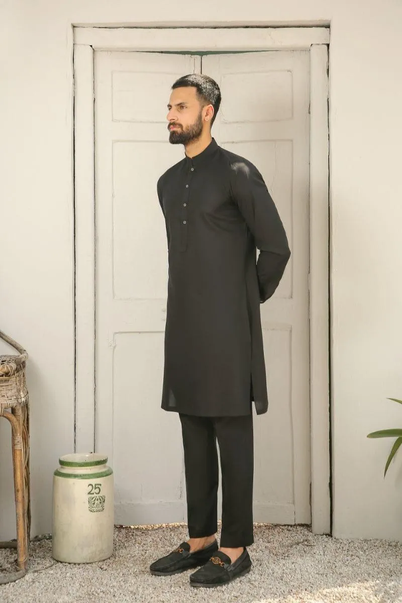 GEM GARMENTS - Azmat - Band Collar - Black - 2 Piece