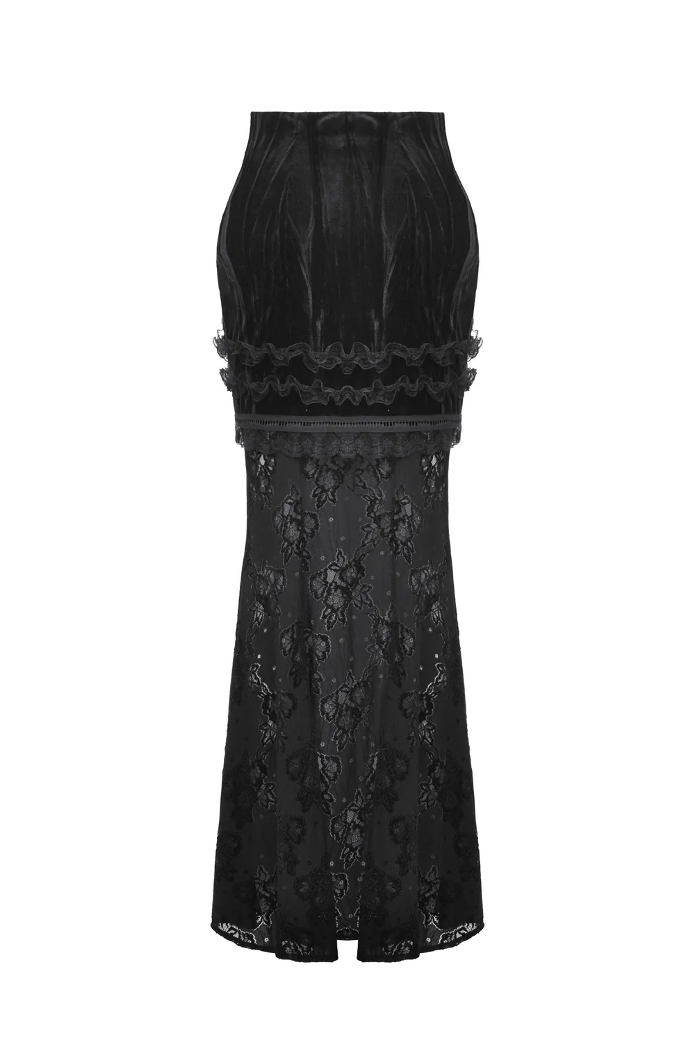 Gothic Black Lace Layered Long Skirt for Women