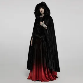 Gothic Fur Collar Winter Hooded Cape
