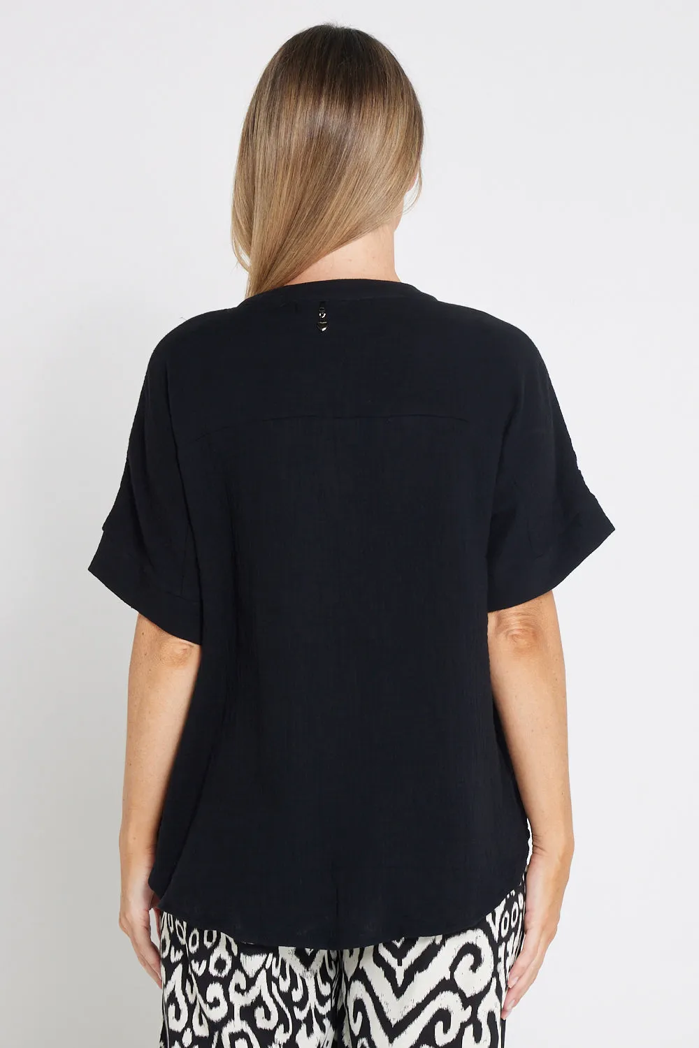 Gracie Cotton Muslin Top - Black