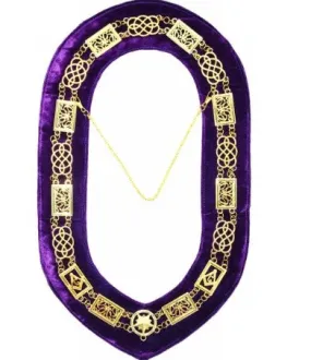 Grand Lodge - Chain Collar - Gold/Silver on Purple   Free Case