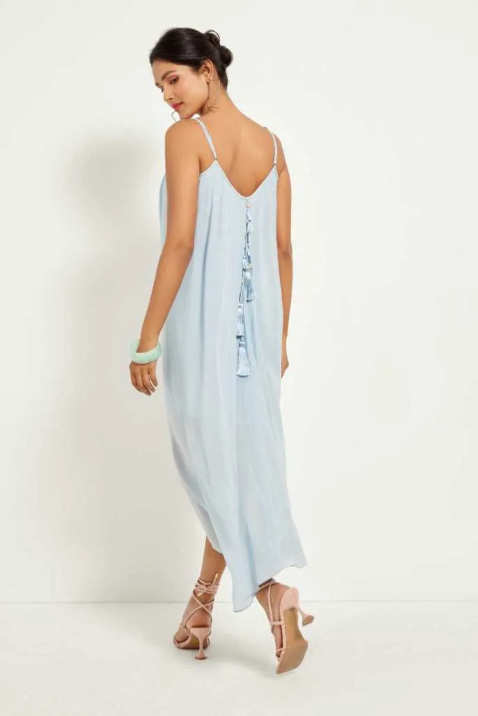 Ice Blue Wrap Slip Dress