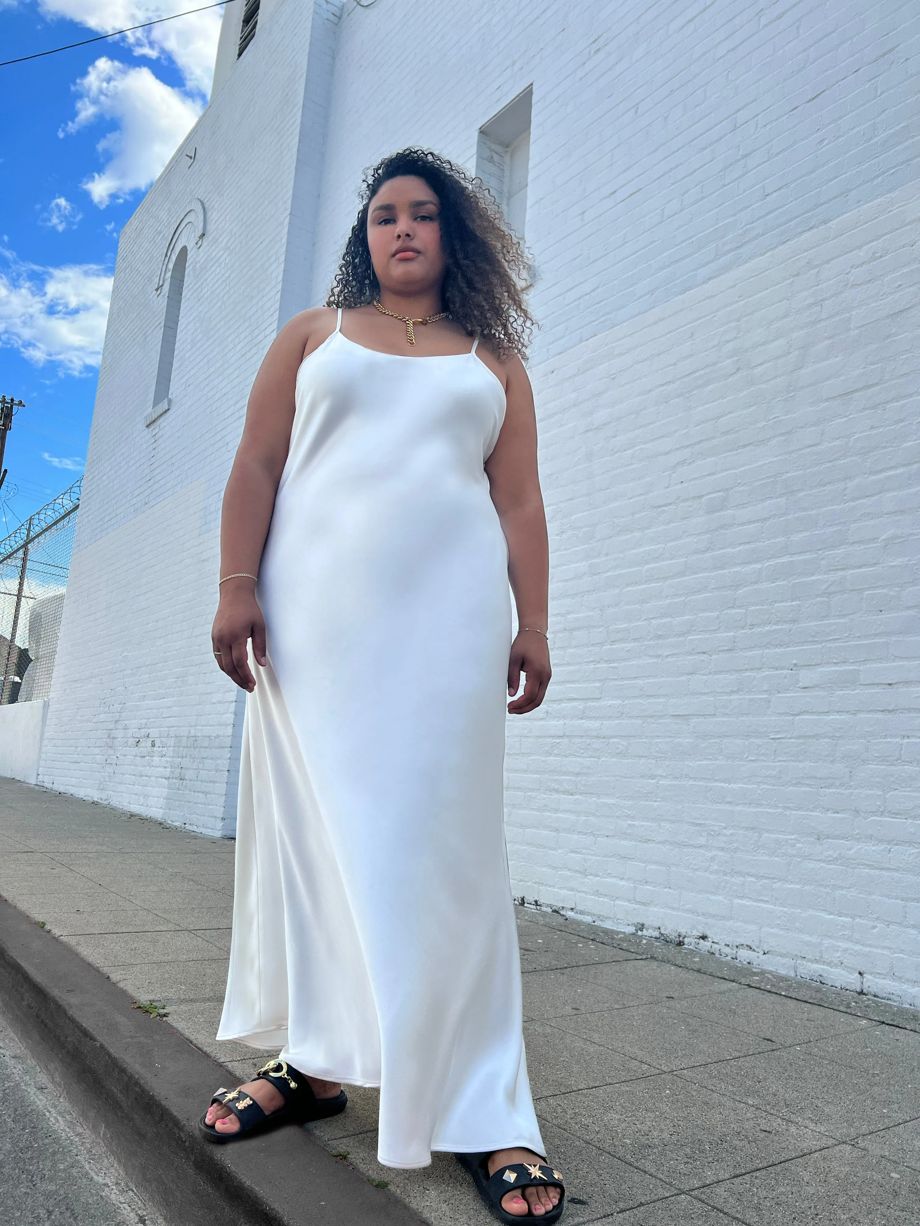 Leah Easy Satin Maxi Slip Dress - Ivory