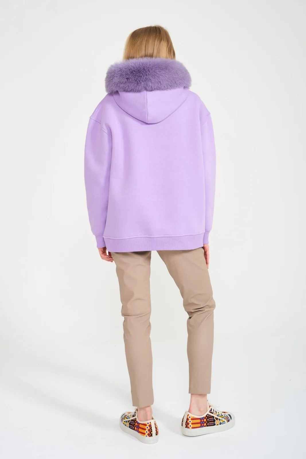 Lilac Fox Fur Hoodie