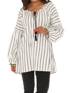 Long sleeve cotton Stripe Tunic