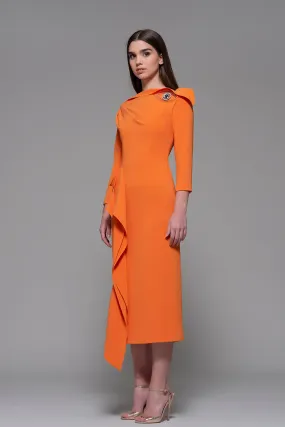 Long-Sleeved Column Midi Dress