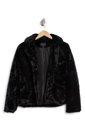 LOVE TREE Faux Fur Notch Collar Jacket