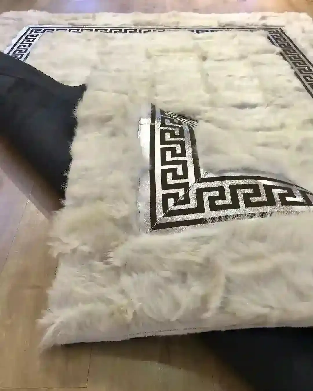 Luxury Soft White Silver Genuine Sheepskin Fluffy Handmade Runner Rug