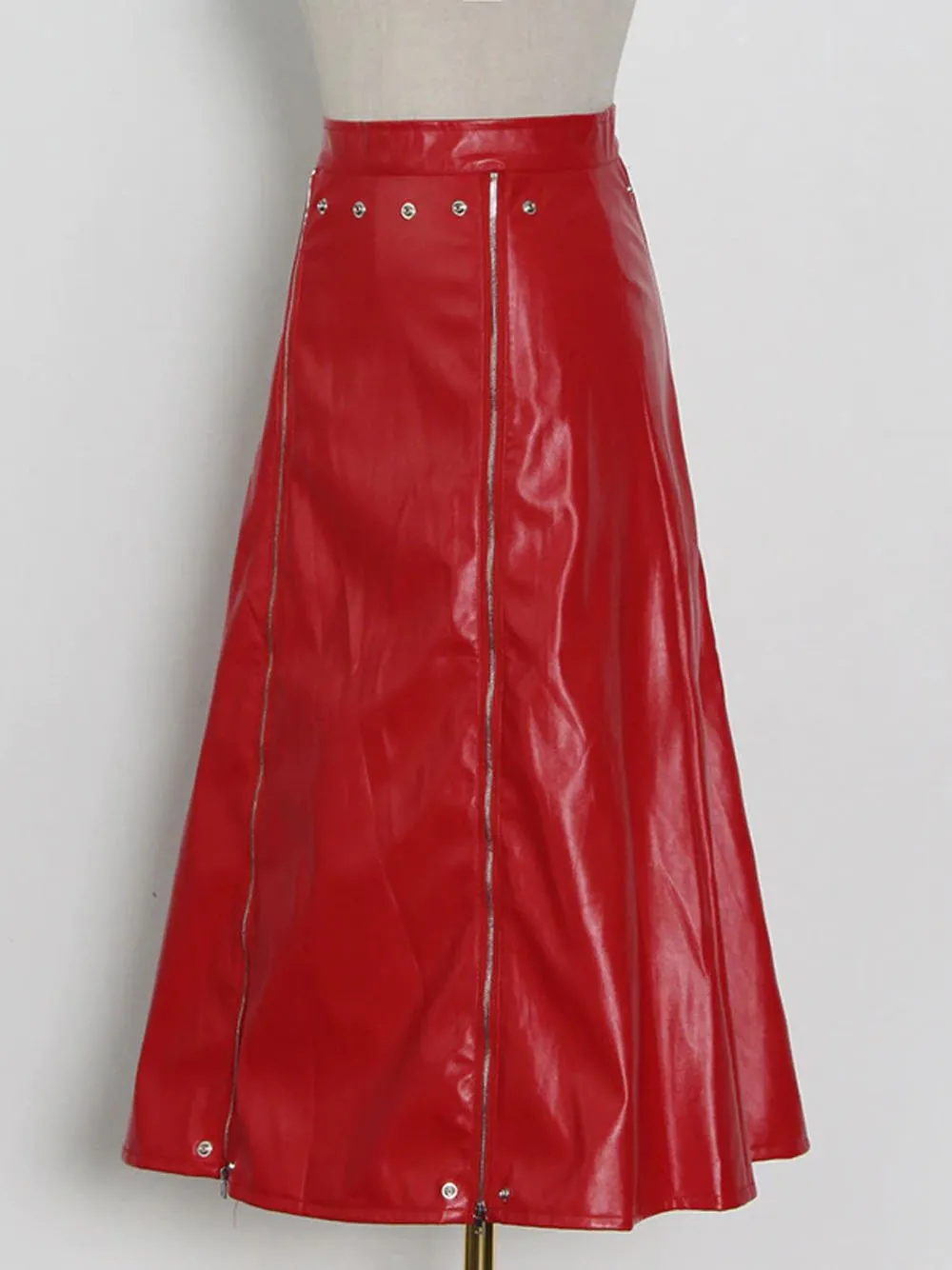 MAELLE Leather Midi Skirt
