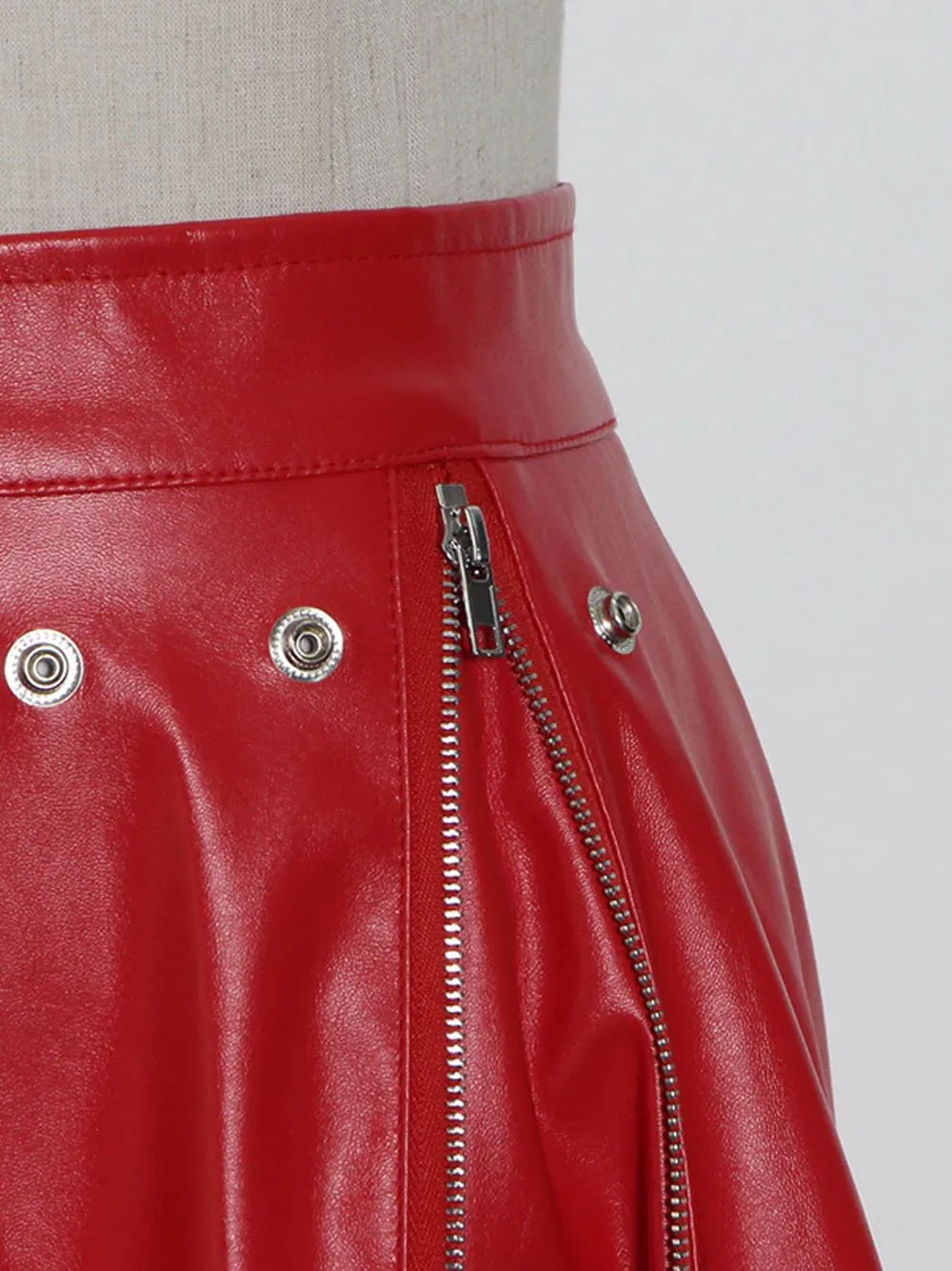 MAELLE Leather Midi Skirt
