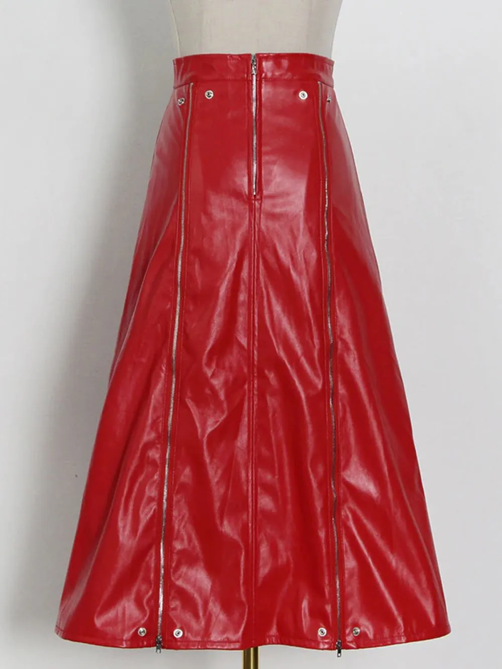 MAELLE Leather Midi Skirt
