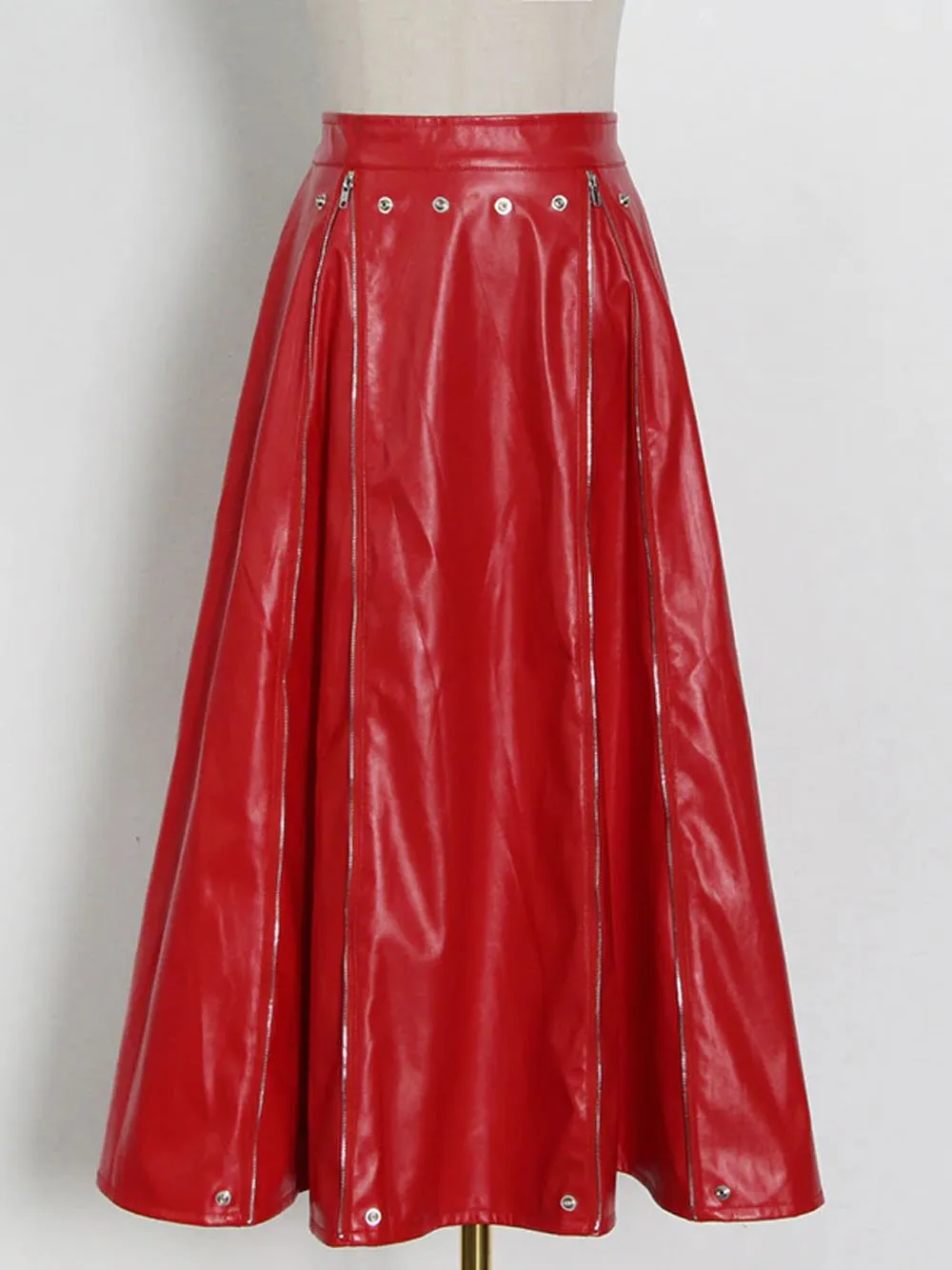 MAELLE Leather Midi Skirt