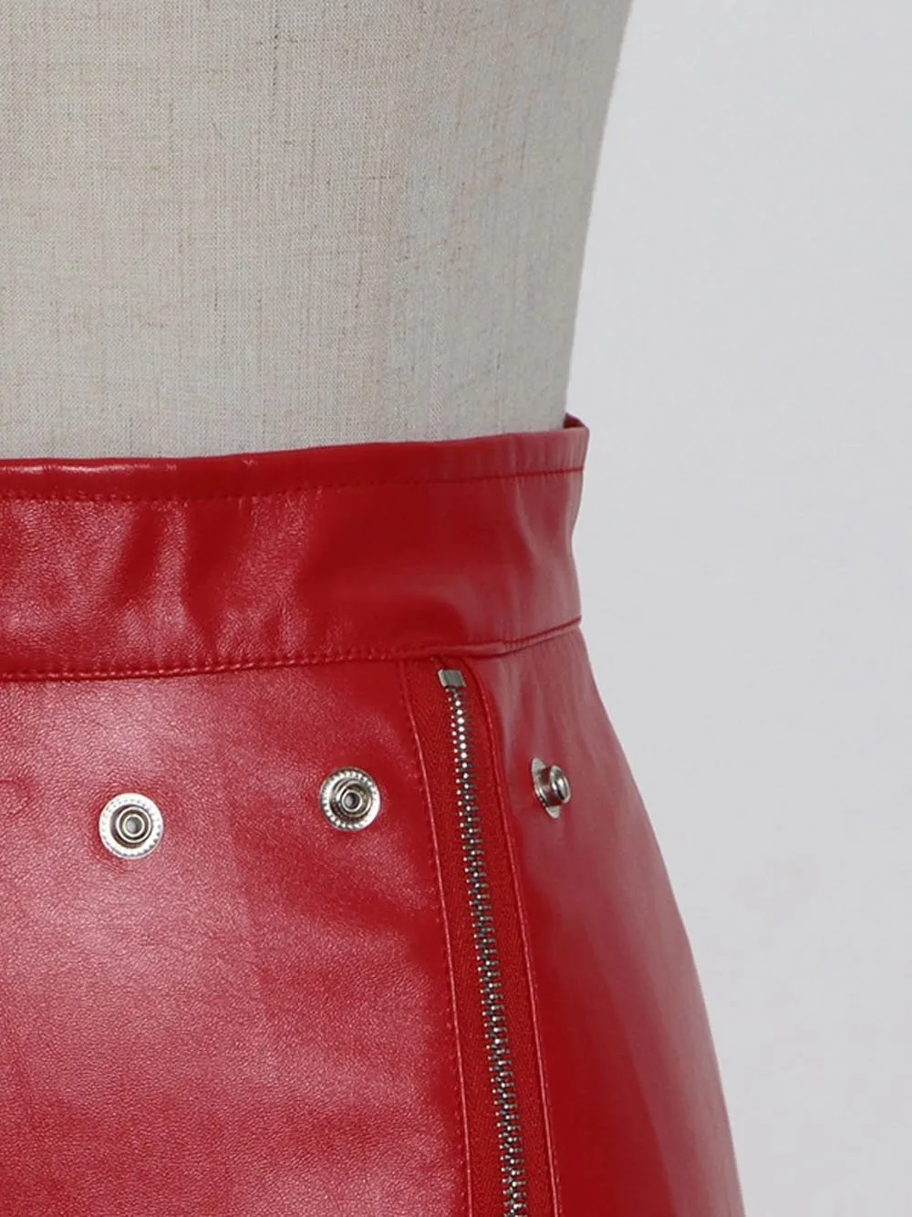 MAELLE Leather Midi Skirt