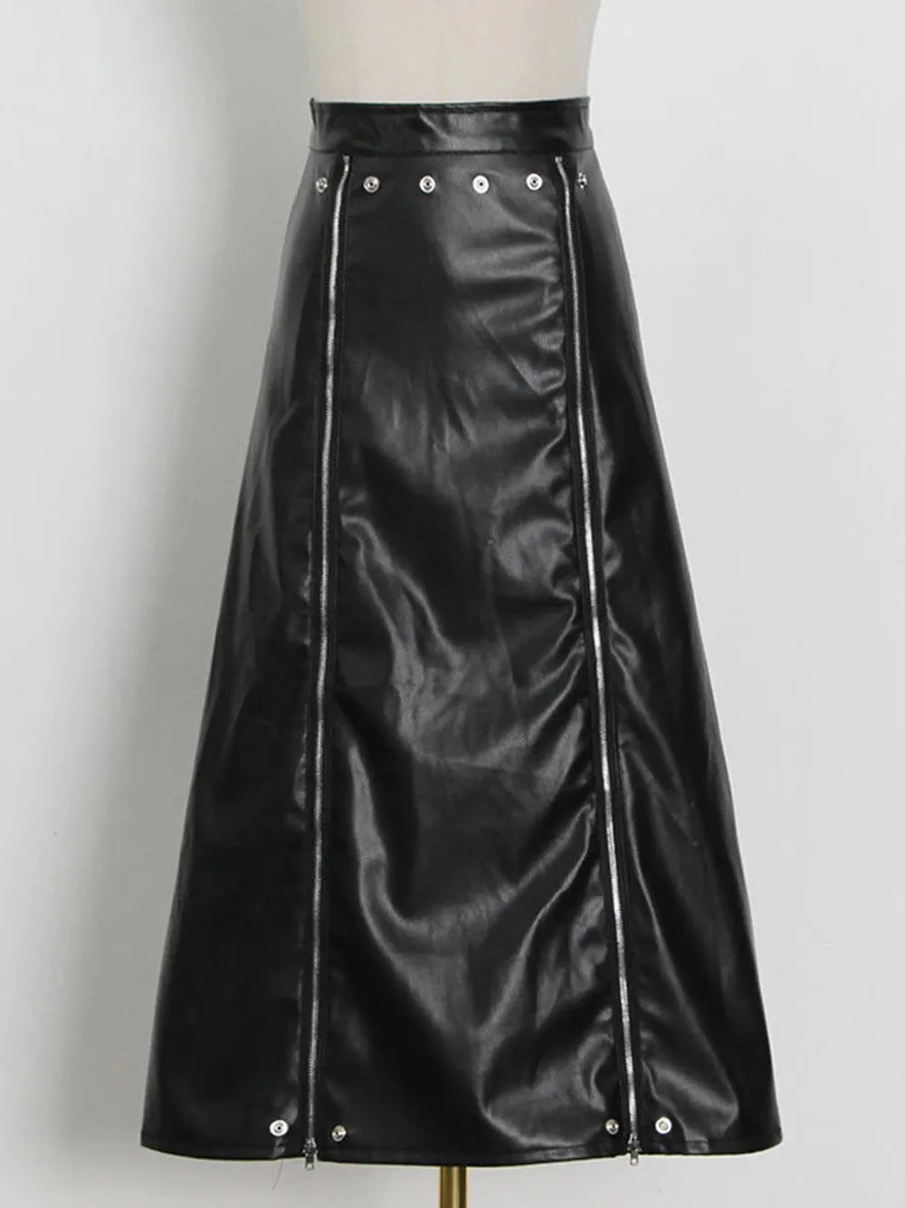 MAELLE Leather Midi Skirt