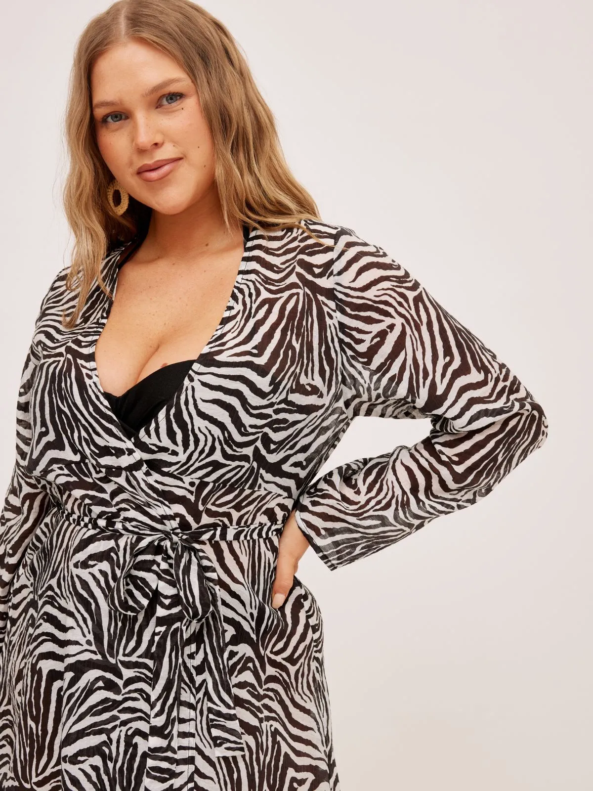 Maggie Sheer Maxi Beach Dress / Zebra