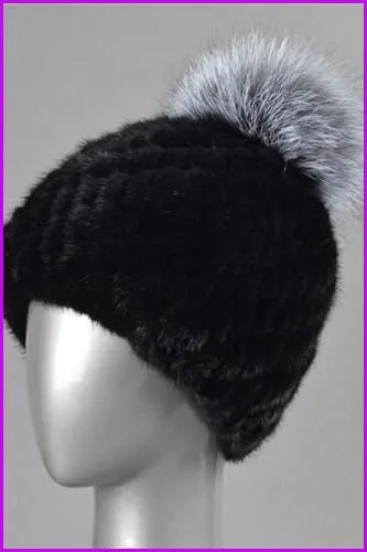 Mink Fur Pompom Ball Hat