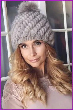 Mink Fur Pompom Ball Hat