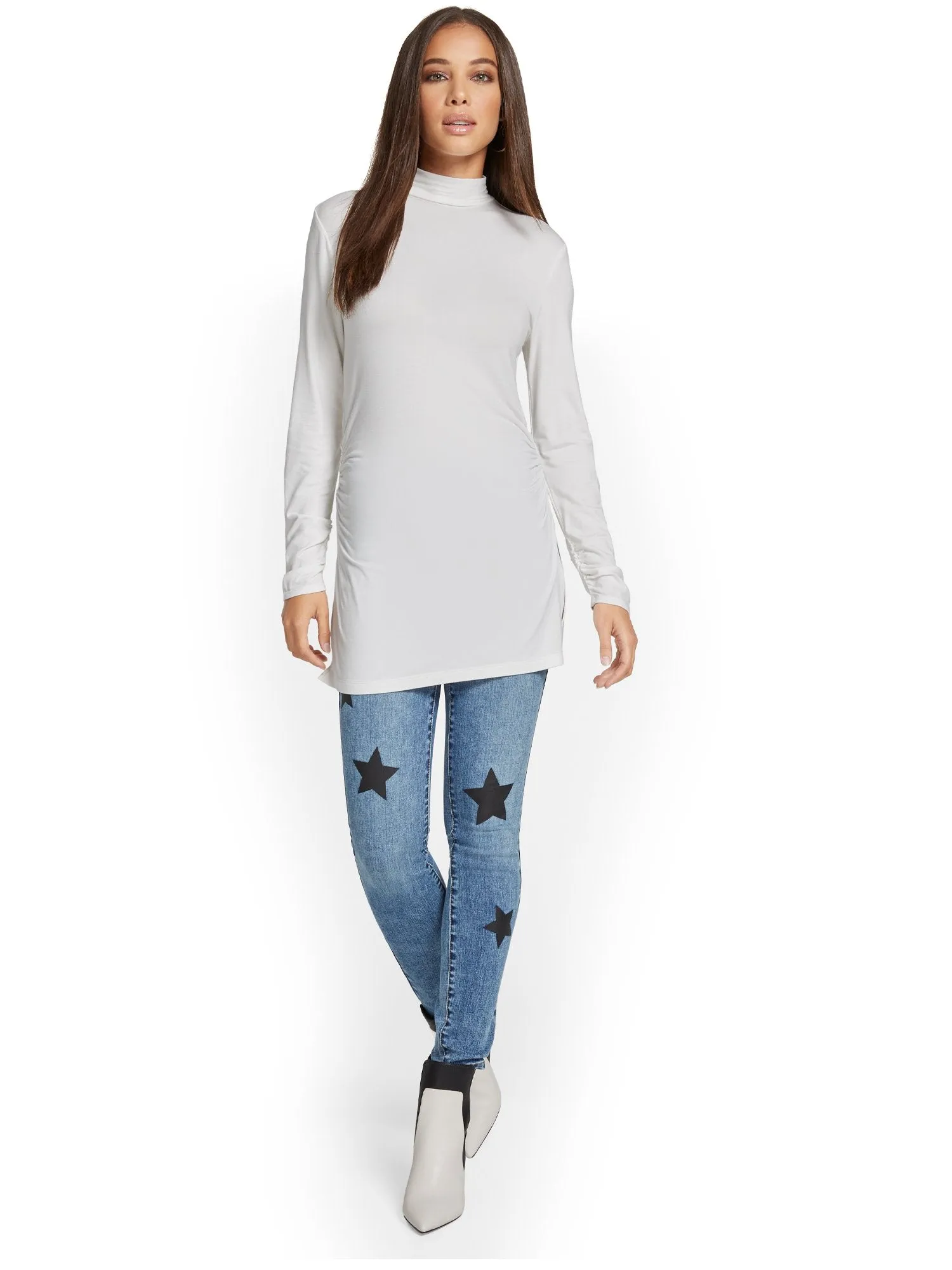 Mock-Neck Slit Tunic Top