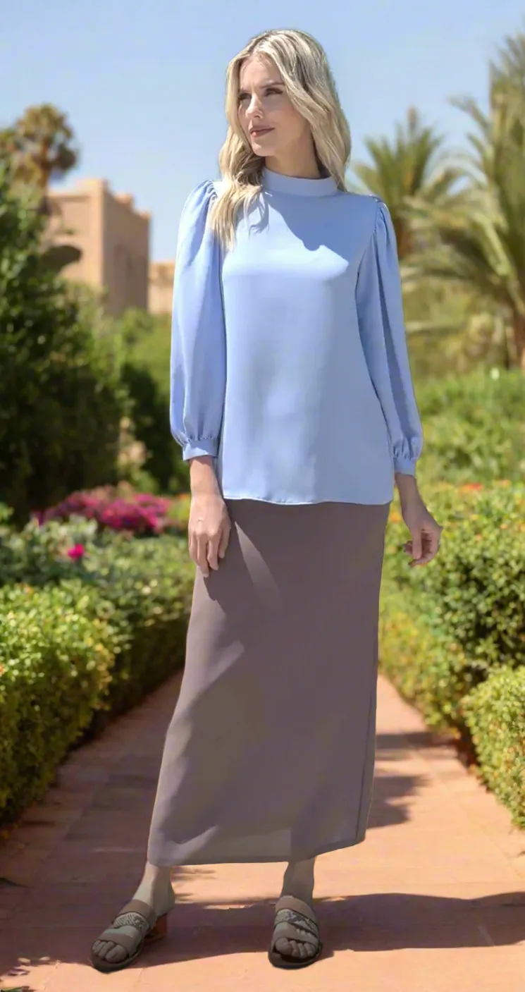 Nariman Essential Everyday Blouse - Powder Blue - Final Sale