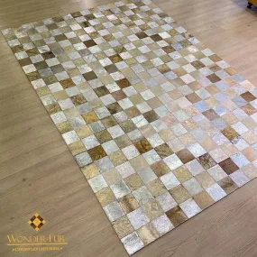 Natural Handmade Large Cowhide Patchwork Rug, Cowhide Area Rug for Home Decor, Cowhide 10x8 Rug