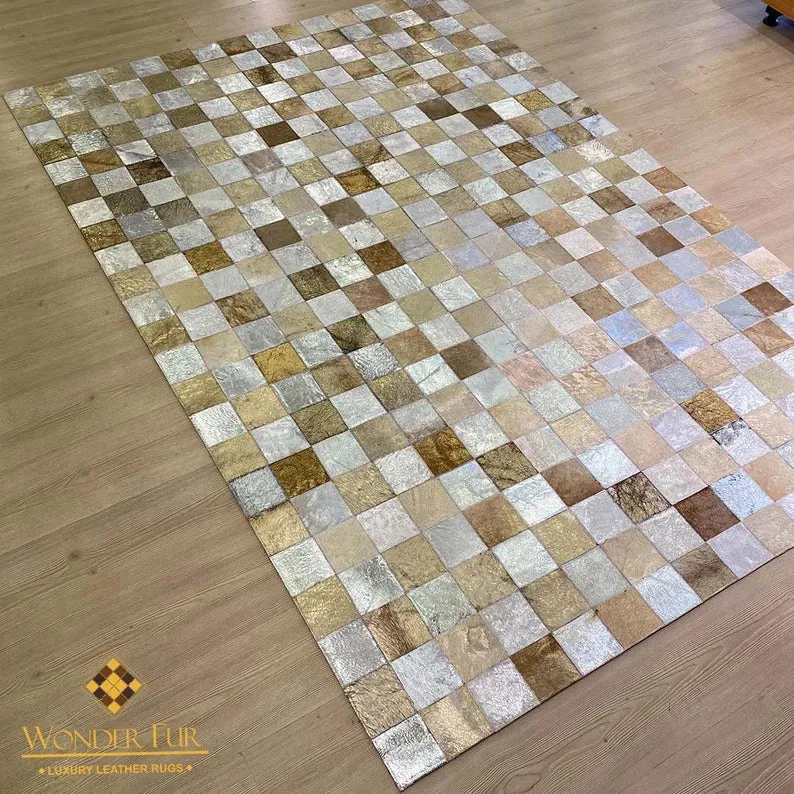 Natural Handmade Large Cowhide Patchwork Rug, Cowhide Area Rug for Home Decor, Cowhide 10x8 Rug