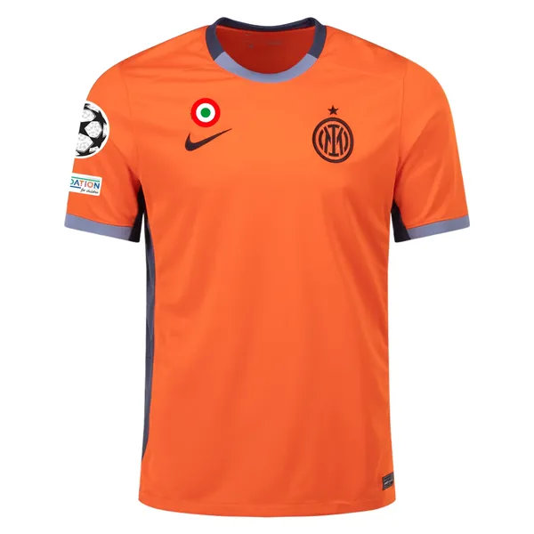 Nike Inter Milan Carlos Third Jersey w/ Champions League Patches 23/24 (Safety Orange/Thunder Blue)