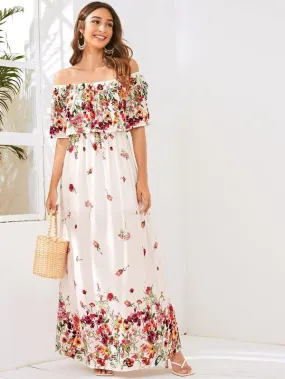 Off Shoulder Floral Maxi Dress