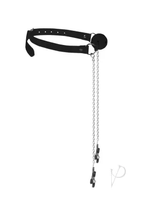 Ouch Breathable Ball Gag W/clamps Black