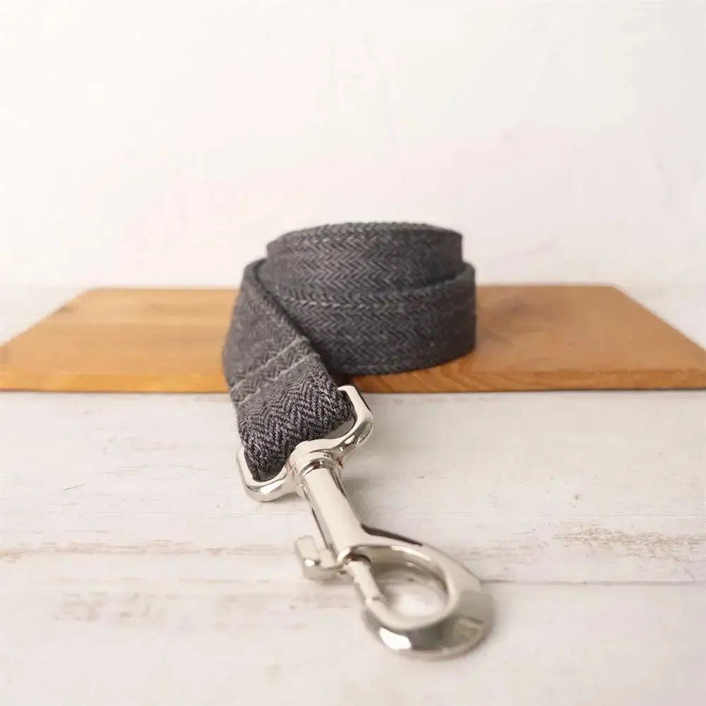 Personalized Luxury Herringbone Dog Collar Leash Set