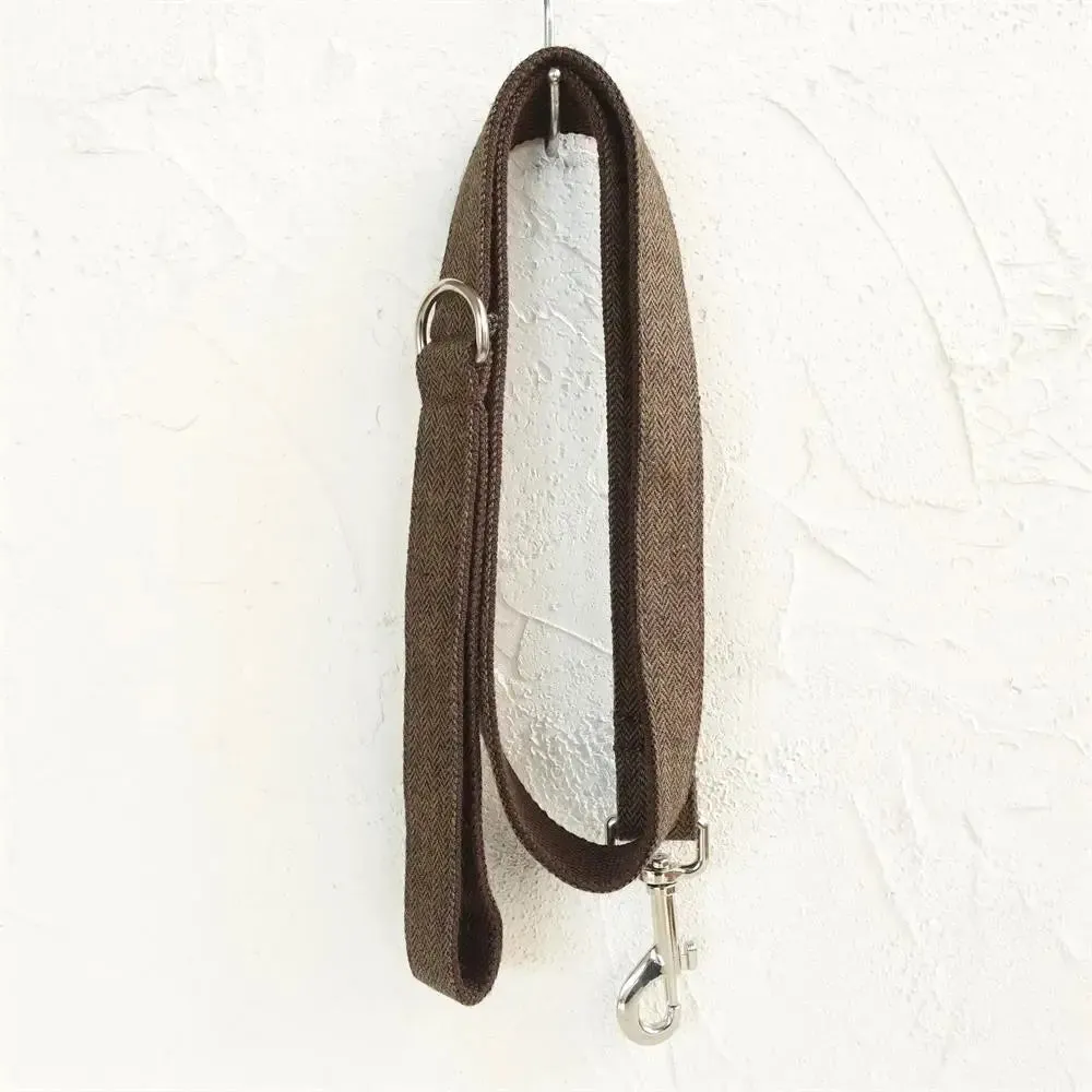 Personalized Luxury Herringbone Dog Collar Leash Set
